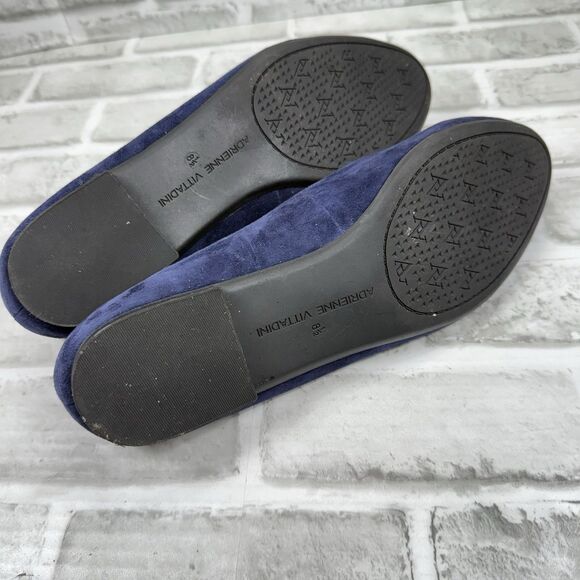 Adrienne Vittadini Women's Size 8.5 Blue Suede Rhinestone Embellished Loafers - Picture 11 of 12